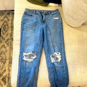 High rise mom jeans with rips. Size 6